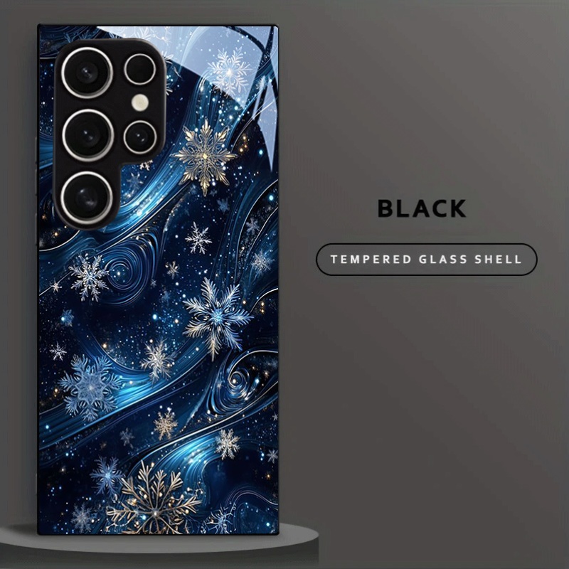 Blue and gold snowflake patter - огляд і ціна Pc Case Tempered Glass