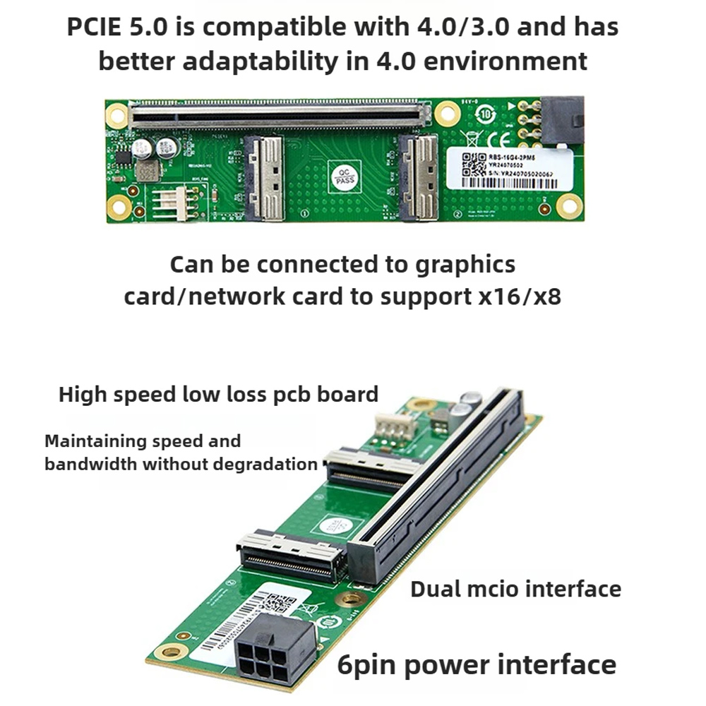 ADT-Link PCIe 5.0 X16 To MCIO  - огляд і ціна Gpu Vertical Mount